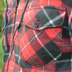 Chemise polaire à capuche 4 poches sherpa marron/rouge M à 3XL*Treeland Best