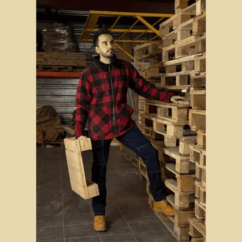 Chemise polaire matelassée homme rouge ® - Manches longues - 390 g/m²*LMA Discount