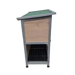 Clapier en bois 2 étages pour lapins - Gris - 91,5 x 45 x 81,4 cm* Best