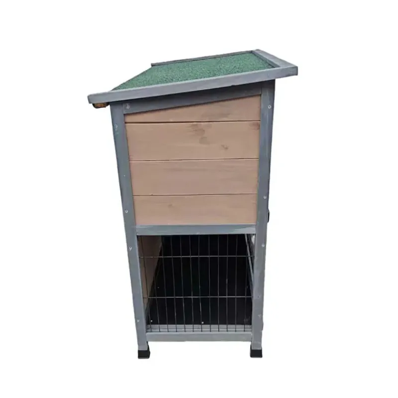 Clapier en bois 2 étages pour lapins - Gris - 91,5 x 45 x 81,4 cm* Best