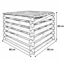 Composteur bois avec couvercle 80 x 80 cm, 510 L*