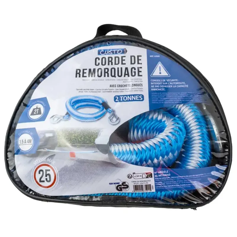 Corde de remorquage 2T extensible 1,5-4m avec crochets zingués* Clearance