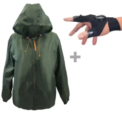 Coupe-vent kaki déperlant + gants lampe LED* Discount