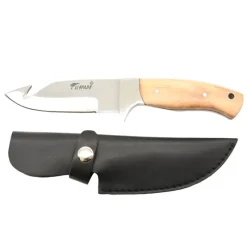 Couteau Aventurier à dépecer 24 cm avec étui cuir – teck* Clearance