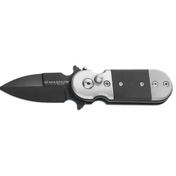 Couteau Black Lightning - Lame 440A 50mm - Manche G10/Acier Noir et Gris*BOKER MAGNUM New