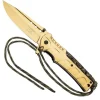 Couteau lame acier doré manche acier inox 12cm avec paracorde*Herbertz Online