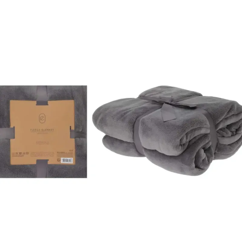 Couverture polaire coral gris 180x230 cm douce et chaude* New