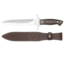 Dague Acier Inox 440A Lame 16cm Manche Noyer Étui Cuir*BROWNING Hot