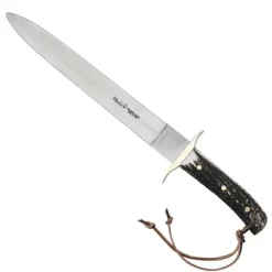 Dague Bowie manche plaquette cerf double tranchant acier inox 26cm*Muela