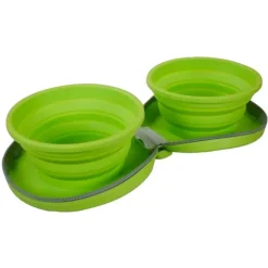 Double gamelle chien voyage rétractable silicone 700ml avec zip* Sale