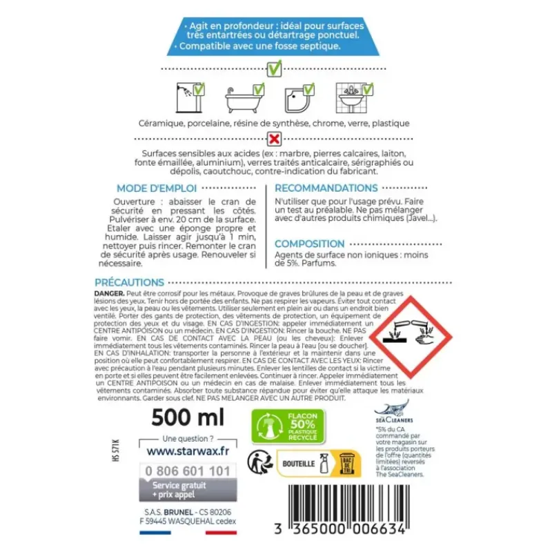 Détartrant surpuissant anti-calcaire action rapide 500ml*Starwax Sale