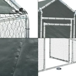 Enclos pour volailles 2x2x2m - 4m² en tube galvanisé et toile PE imperméable*