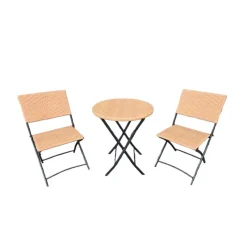 Ensemble Bistrot Table Ronde Ø61cm + 2 Chaises en Osier - Acier Noir* Clearance