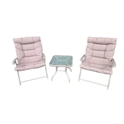 Ensemble Cosy 2 Fauteuils Pliants + Table Basse en Acier et Polyester*