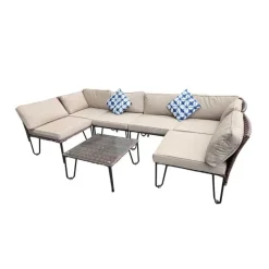 Ensemble Family - Canapé d'angle modulable 3 places + table basse en acier et polyester* Hot