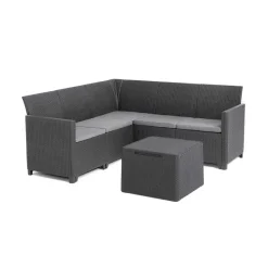 Ensemble salon d'extérieur Claire 5 places ® - Canapé + table basse avec rangement*Keter Outlet