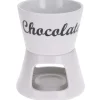 Fondue chocolat porcelaine 12x12x15cm avec 2 fourchettes inox* Online