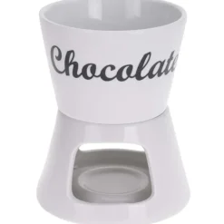 Fondue chocolat porcelaine 12x12x15cm avec 2 fourchettes inox* Online