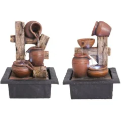 Fontaine décorative en polyrésine avec LED et amphores - 22x19x29cm* Sale