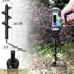 Foret de tarière pour perceuse Ø9 cm - Outil de jardinage* Outlet