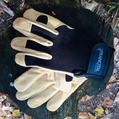 Gants de bûcheron en cuir de chèvre - Protection mécanique - Beige et Noir* Best