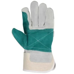 Gants de travail cuir fendu vache double paume coton T10* Sale
