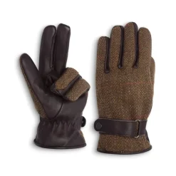 Gants Walker and Hawkes Brookmore Marron Cuir Tweed*Walker & Hawkes Clearance