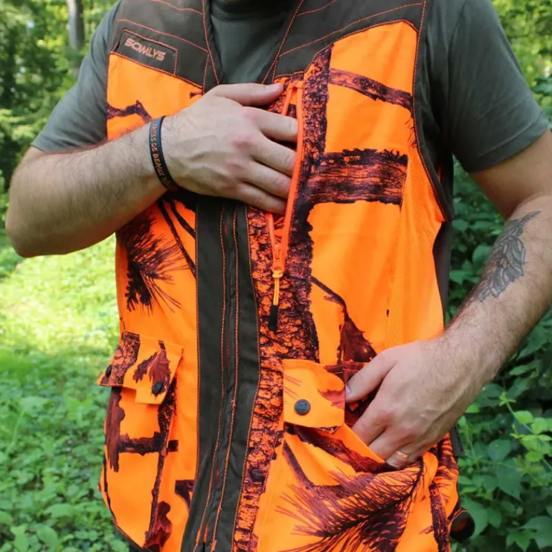 Gilet Classy déperlant polyester nylon camo orange vert S à 4XL*Somlys New