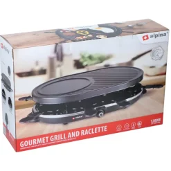 Grill et Raclette Gourmet 8 personnes 1200W 47x12x32cm*Alpina New