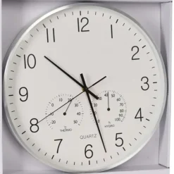 Horloge murale 3 cadrans aluminium | Heure, température, hygrométrie* Hot