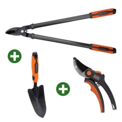 Kit Jardinage Black&Decker 3-en-1 : Transplantoir + 2 Sécateurs (20cm & 71cm)* Clearance