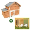 Kit Poulailler 3 poules Bois Confort toit plastique + Enclos*Ducatillon Outlet