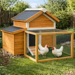 Kit Poulailler 3 poules Bois Confort toit plastique + Enclos*Ducatillon Outlet