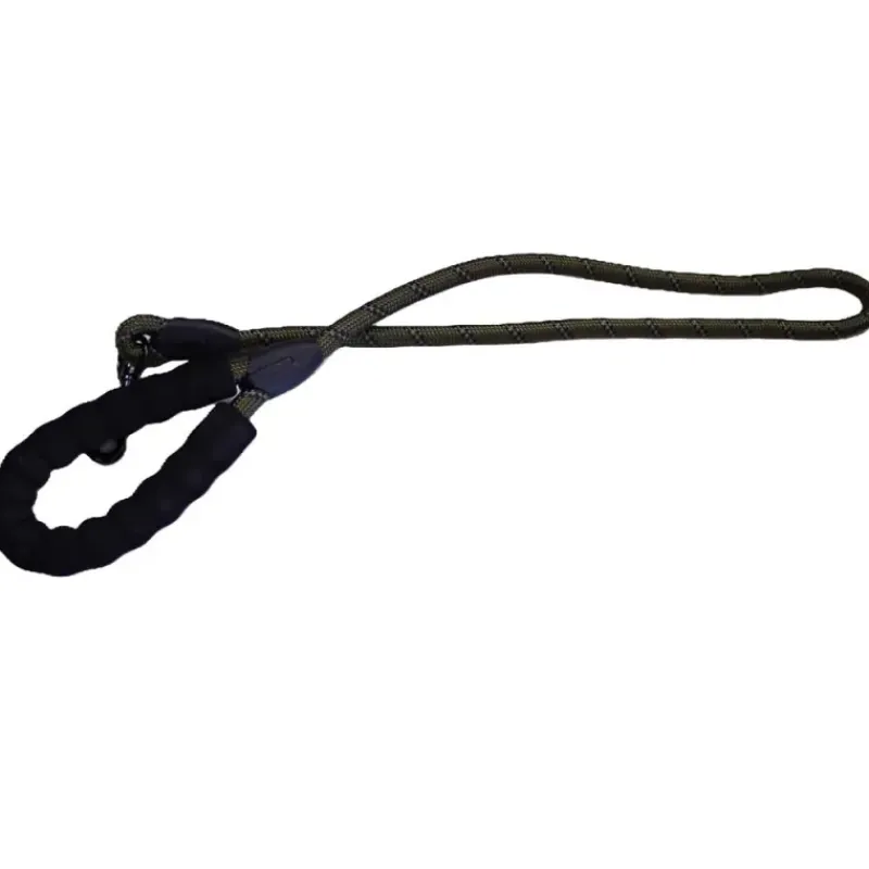 Longe réfléchissante nylon kaki 120x1,2cm pour chien*