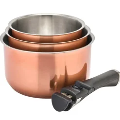 Lot 3 casseroles inox 18/10 colorées 16-18-20cm + poignée*Pradel France Discount