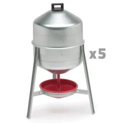 Lot de 5 Abreuvoirs poules et volailles métal galvanisé 30 L sur pieds* Clearance