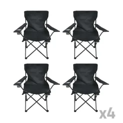Lot de 4 Chaises Easy C2 pliable noire - Structure acier et polyester 600D* Best
