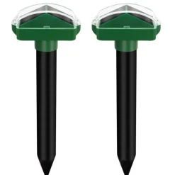 Lot de 2 Chasse-Taupes Solaires à Ultrasons Duo - Étanche - 650m² de Couverture*