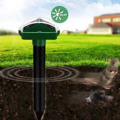 Lot de 2 Chasse-Taupes Solaires à Ultrasons Duo - Étanche - 650m² de Couverture*