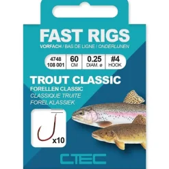 Lot de 10 Hameçons montés C-TEC Fast Rigs Trout taille 10*