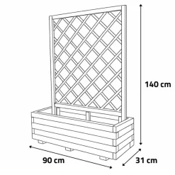 Lot de 2 Jardinières avec treillis en bois autoclave* New