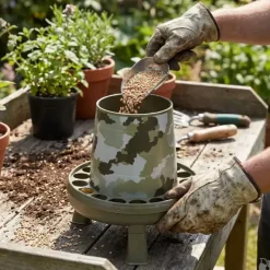 Lot de 10 Mangeoires sur pieds surélevés 4 kg camo Ø 33cm H 37,5cm*GAUN Online