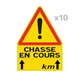 Lot de 10 Triangles signalisation "chasse en cours" 70 X 100 cm*Stepland Best