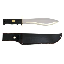 Machette lame acier inox 25 cm ép 4mm manche PVC noir + Fourreau*