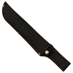 Machette lame acier inox 25 cm ép 4mm manche PVC noir + Fourreau*