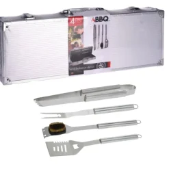 Mallette 4 ustensiles barbecue en acier inoxydable - Kit complet pour grillades* Online