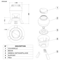 Mangeoire anti-gaspillage sur pieds 15 kg*GAUN Best