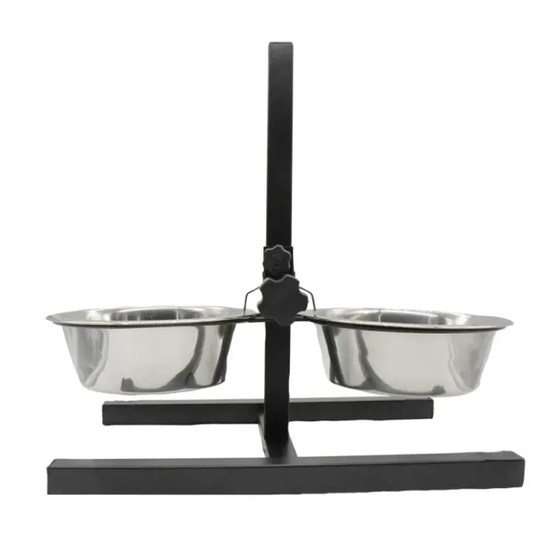 Mangeoire chien sur pied réglable + 2 gamelles Ø de 19 cm*