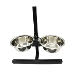 Mangeoire chien sur pied réglable + 2 gamelles Ø de 19 cm*