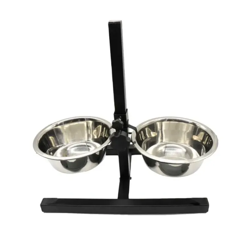 Mangeoire chien sur pied réglable + 2 gamelles Ø de 19 cm*